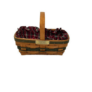 1990 Longaberger Christmas Gingerbread w/Plaid Liner 10"L x 6"W x 4"H